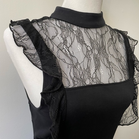 Free People Size Small Black Bodycon Stretchy Lace Dress - Picture 2 of 10